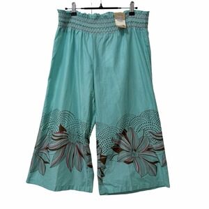 Vintage‎ Old Navy Womens Floral Y2K Capri Sleep Pants Size L Blue Lounge 2000s